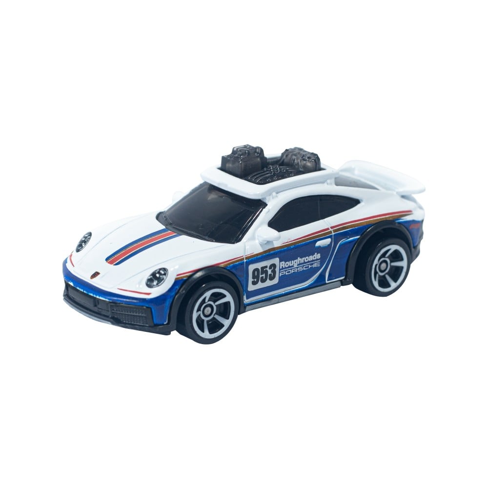 Hot Wheels Porsche 911 Rallye Toy Car (White & Blue)