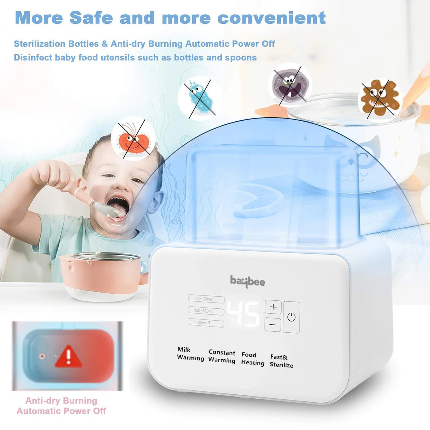 Baby Souq 6 in 1 Baby Bottle Warmer & Sterilizer with LCD Temperature Display, Smart & BPA Free Nipple