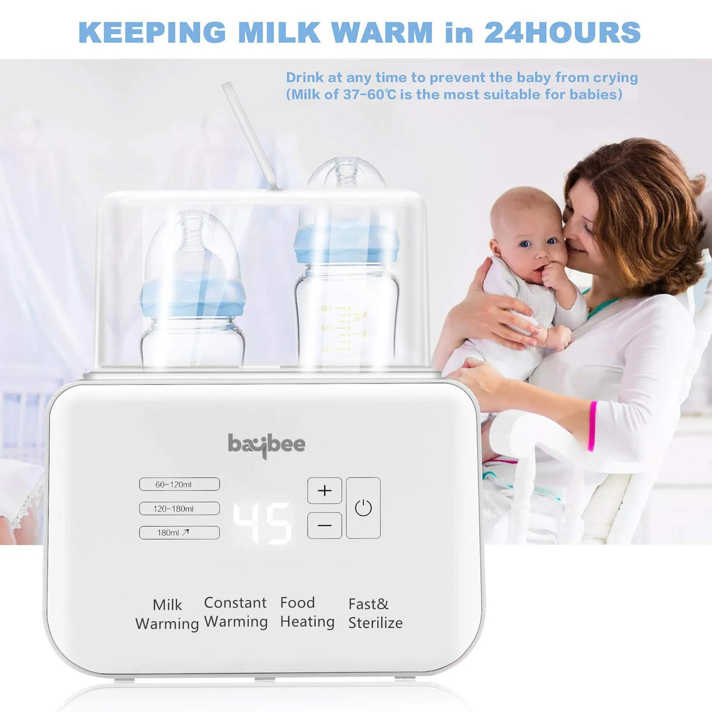 Baby Souq 6 in 1 Baby Bottle Warmer & Sterilizer with LCD Temperature Display, Smart & BPA Free Nipple