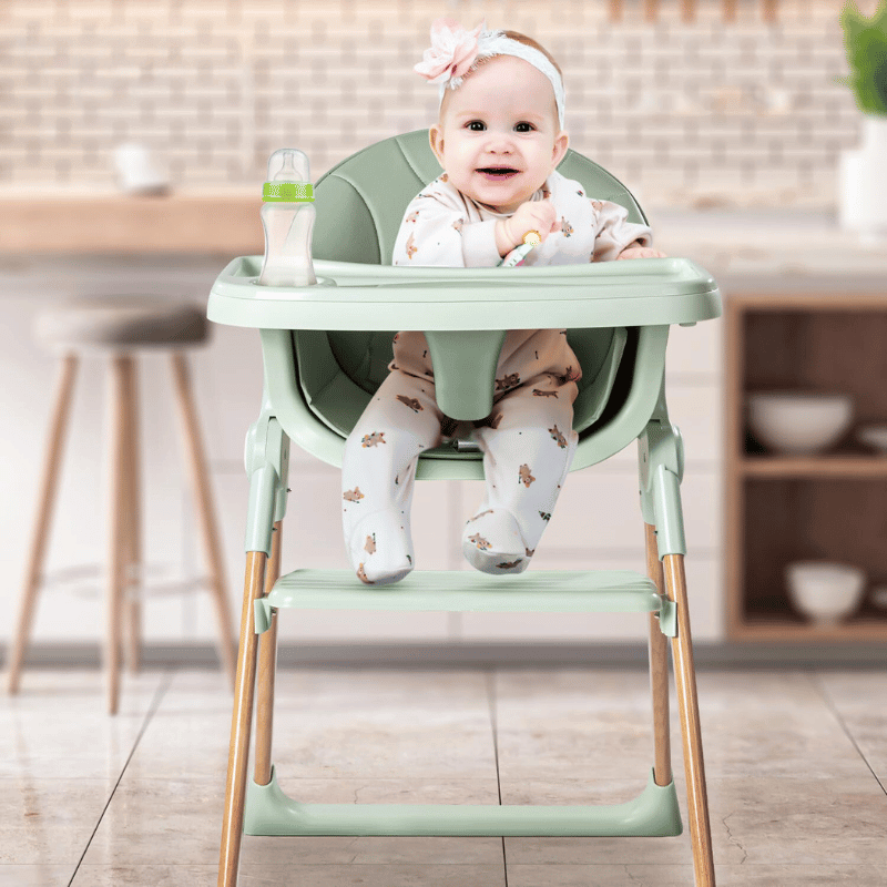 Baby Souq Foldable Baby High Chair with Adjustable Tray Safety Bel